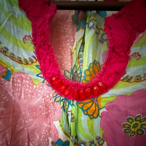 BODEN JEWELED PINK PRINT BEACH FLORAL BOHO SWIM TUNIC COVERUP DRESS 6 - Picture 4 of 8